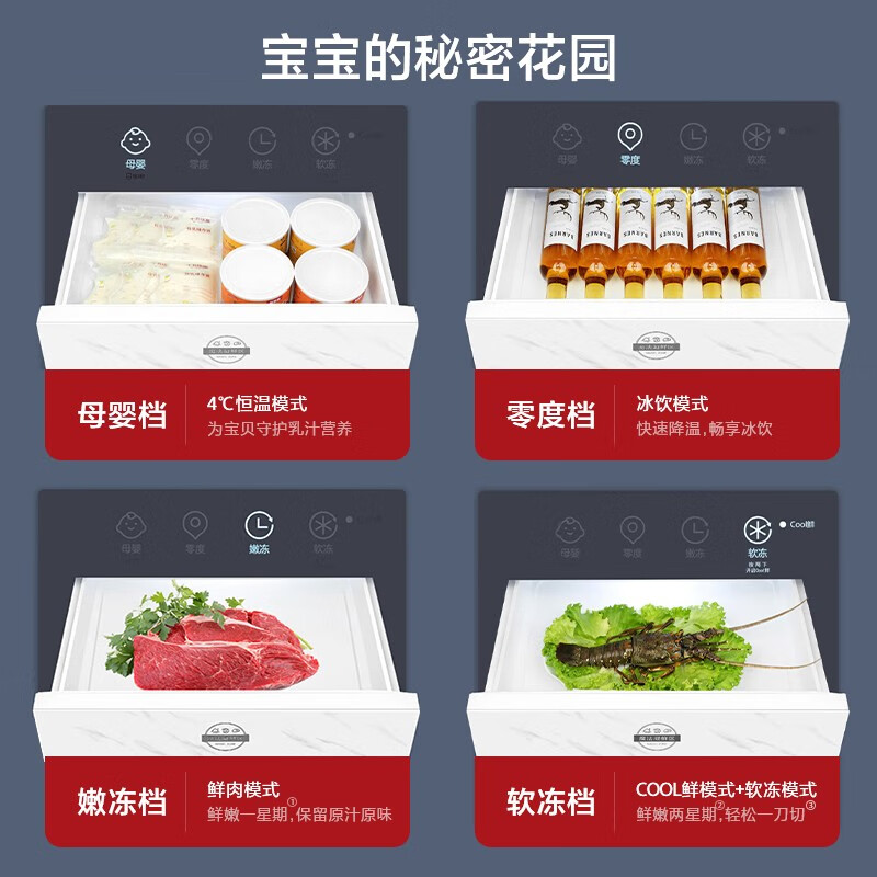 格力（GREE）晶弘冰箱328升法式多门家用-5℃嫩冻凝鲜n4℃母婴恒温保鲜节能变频一级能效BCD-328WPFGA/奇域紫
