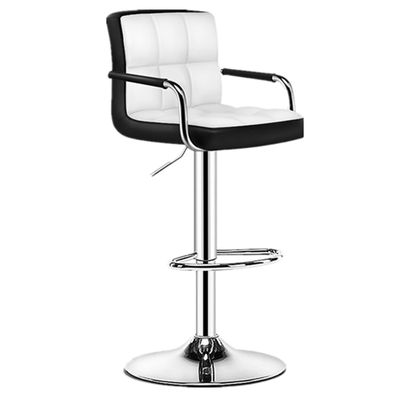 高脚凳 吧台椅餐椅 吧台椅升降酒吧椅子现代简约高脚凳靠背高凳子前台吧椅收银台吧凳 【乳胶高款】内白外黑—加大底盘