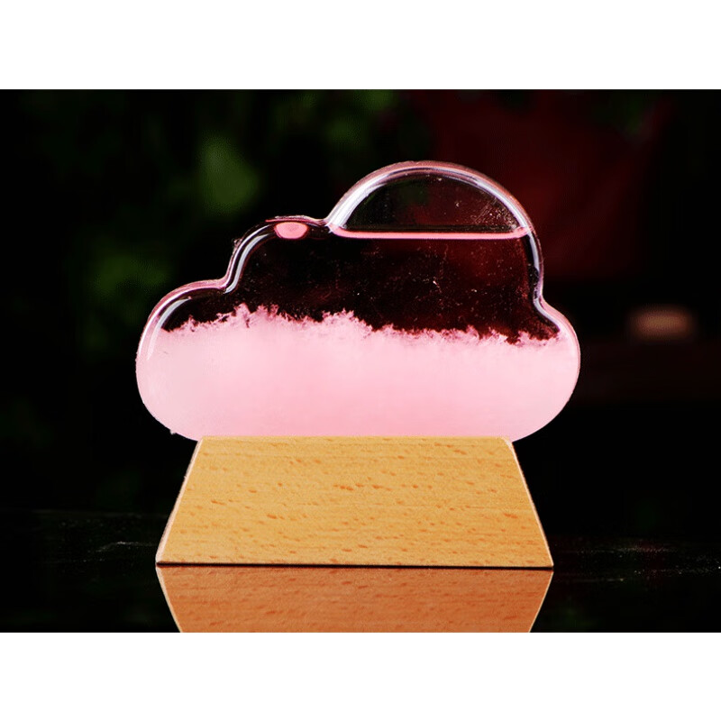 瓶侣纪念走心同学男朋友浪漫的实用网红 粉色大号云朵天气瓶 原木底座