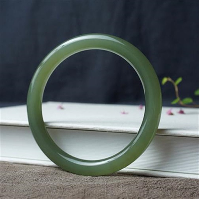 至翠斋  新疆和田玉手镯 白玉镯子女款细圆条少女细条玉手镯青白玉