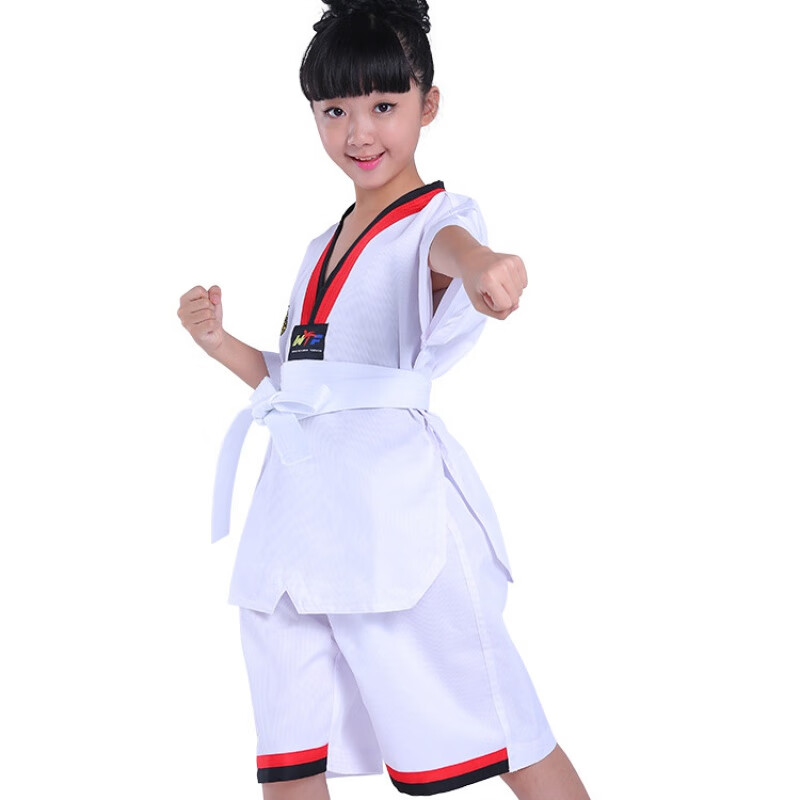 千落跆拳道服儿童跆拳道练功服长袖男女款短袖服装成人教练服 短袖