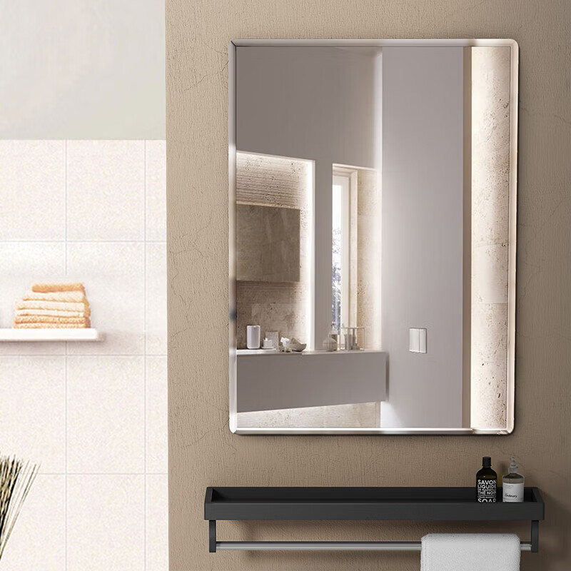 安尔雅 浴室镜 卫生间免打孔镜子贴墙可粘贴穿衣镜子化妆无框镜