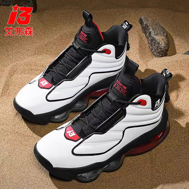 艾弗森2025秋冬新款篮球鞋男高帮时尚百搭运动鞋男鞋全掌气垫实战球鞋 艾弗森A380白黑红 送球袜 42