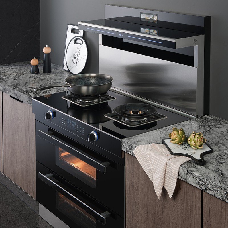 偌一s9智能彩屏集成灶蒸烤箱一体灶家用单独上蒸下蒸烤侧吸下排烟 900