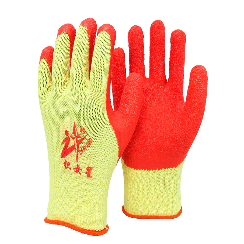 hkna牛郎织女星劳保胶皮手套a级耐磨加厚浸胶皱纹柔软工地玻璃厂