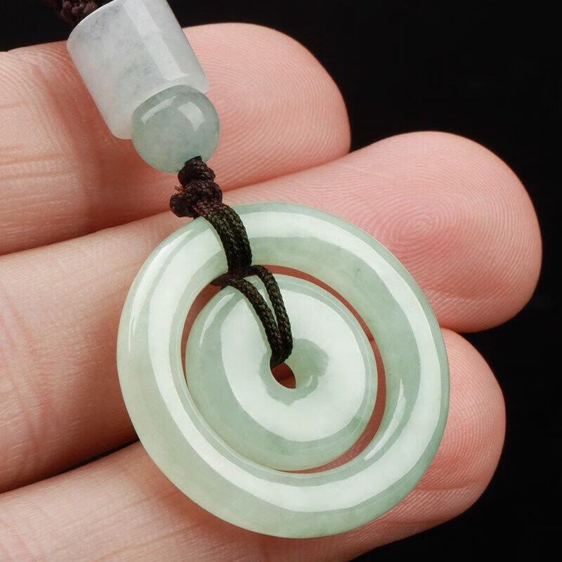 虎薇天然缅甸翡翠玉冰糯种母子平安子母扣吊坠玉石项链女 送礼推荐