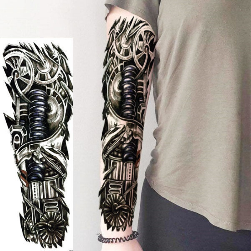 vieruodis机械臂男女纹身贴臂防水仿真贴纸大花臂花腿欧美麒麟臂刺青