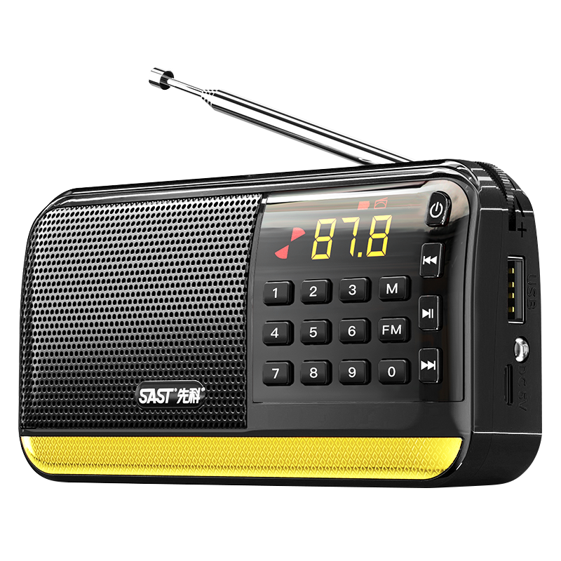 先科 SAST V30黑色豪华版 收音机老年人充电式插卡迷你小音响便携式mp3随身听8G内存卡套装100030707563