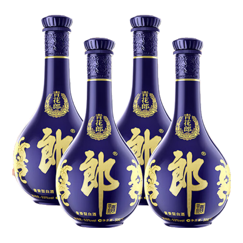 plus会员：郎酒 青花郎 53°酱香型 白酒 500ml 4瓶