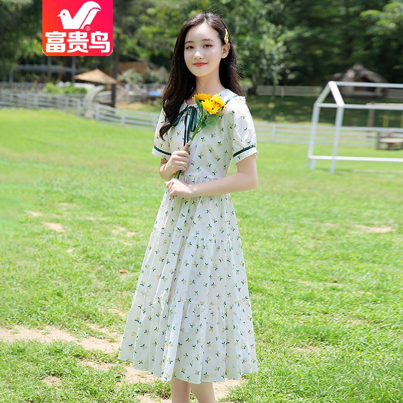 富贵鸟品牌夏季新款中学生连衣裙女孩夏季少女显瘦初中生小清新甜美小