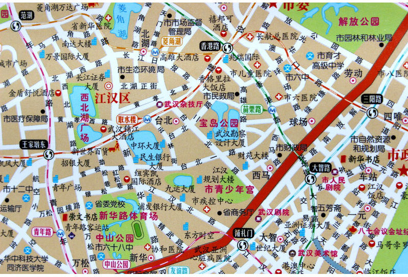 2020武汉市城区图(中心城区版)武汉市地图挂图 主城区挂图武汉市交通