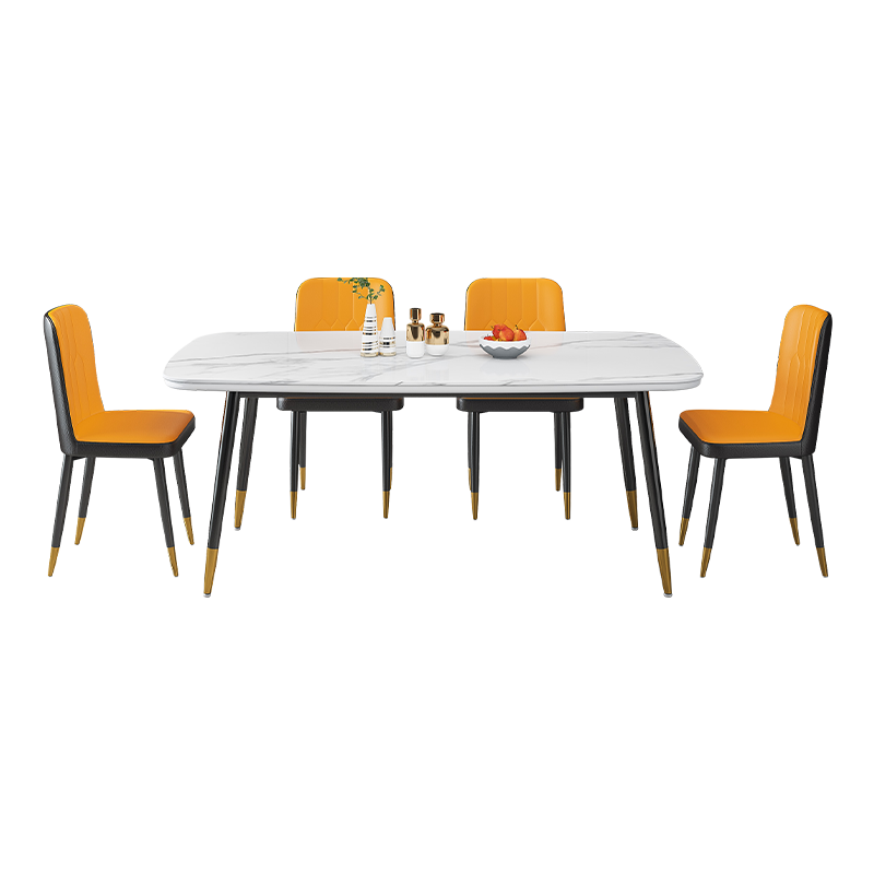 雅美乐北欧风轻奢餐椅现代简约靠背椅网红洽谈美甲椅子家用餐厅北欧凳子4把椅子 橘黄色 YCY401