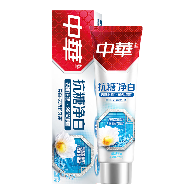 中华抗糖净白牙膏，薄荷海盐味口感清新洁齿效果突出|怎么查看牙膏的历史价格
