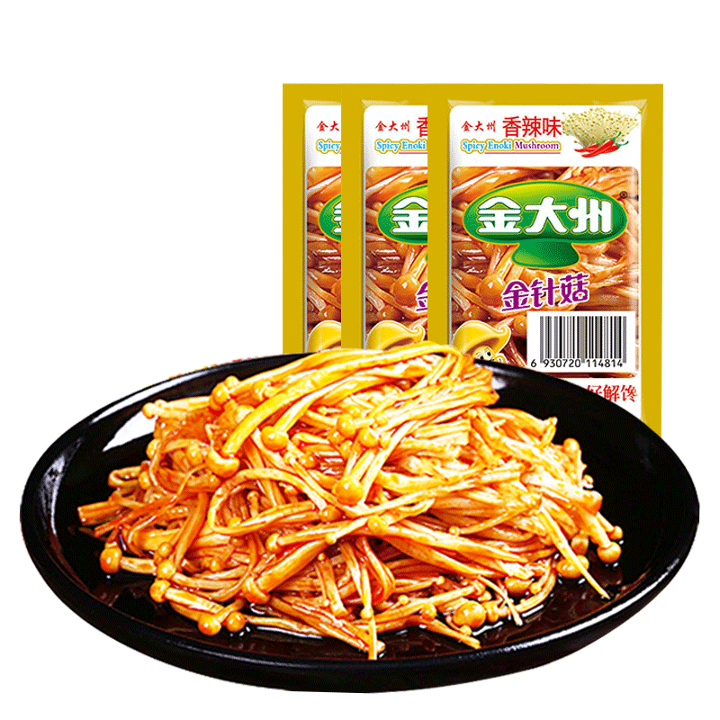 朗小贝金大洲金针菇香辣味500g散装香菇网红麻辣零食下饭菜小包装