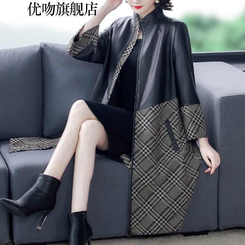 设计师经典秋冬季新款真皮皮衣女士中长款高端海宁大衣绵羊皮外套