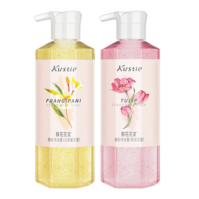 蔻斯?。↘ustie）郁金香浴鹽花漿磨砂膏去角質(zhì)清潔沐浴露二合一滋潤香氛沫浴液春夏 【軟甜草莓香】草莓沐浴露220g*2瓶