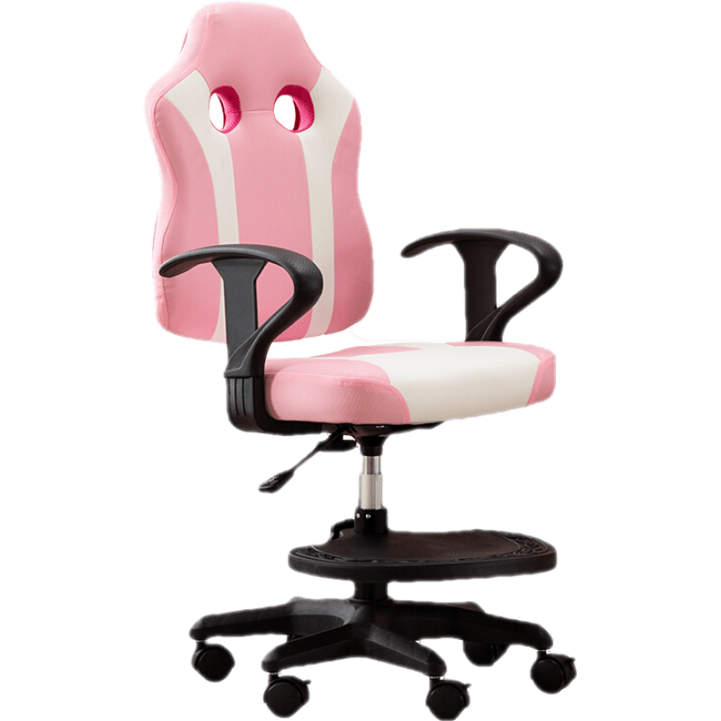 铁丫 中学生学习椅子升降椅电脑椅家用可升降椅学习椅小学生写字椅子家用可调节椅子靠背座椅时尚赛车椅 蓝白+升降脚踏+可升降+可旋转 刹车轮+纠正带