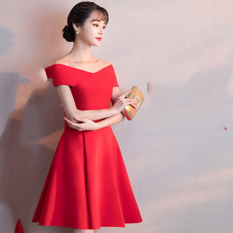 【晚礼服】黑色小礼服女晚礼服洋装气质名媛宴会生日派对连衣裙显瘦短