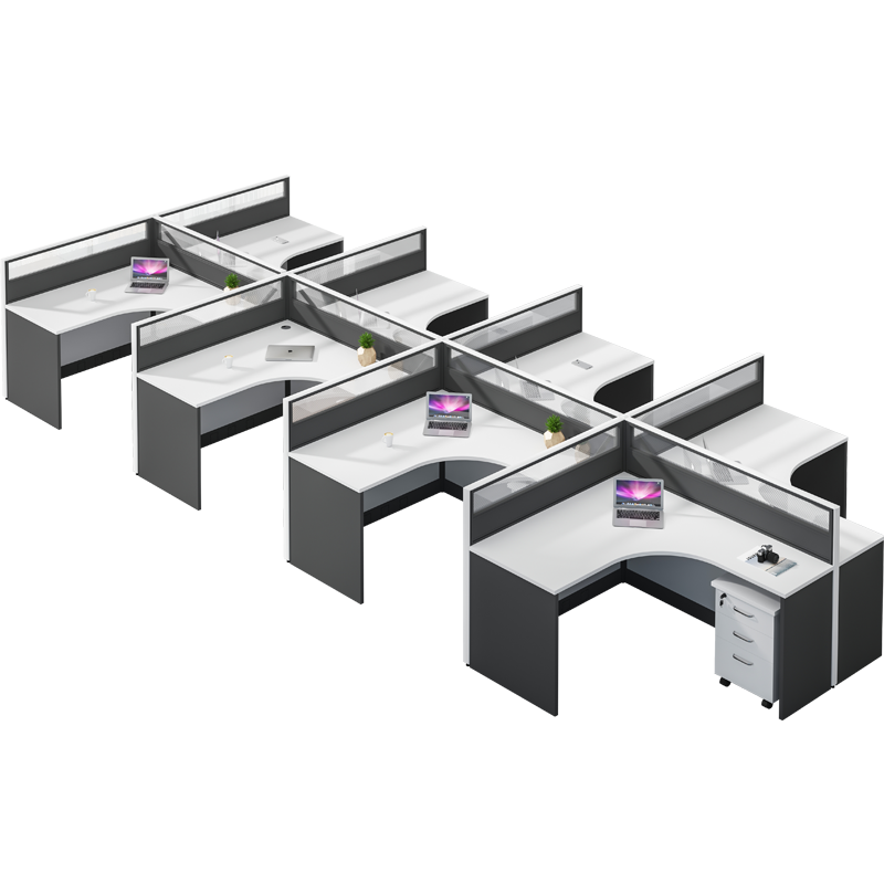kuoson  办公桌组合职员屏风工位隔断办公桌T型八人实验室含活动柜