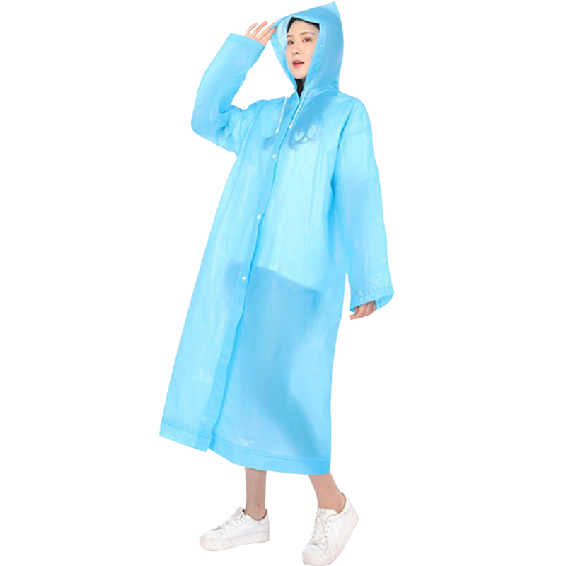 雨衣 男女加厚长款雨披 便携户外旅游雨衣 非一次性 透明电动车自行车连体雨衣 天蓝色连体雨衣-均码