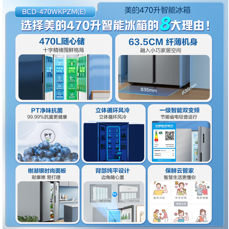 美的BCD-470WKPZM(E)冰箱怎么样？性能、省电一网打尽！