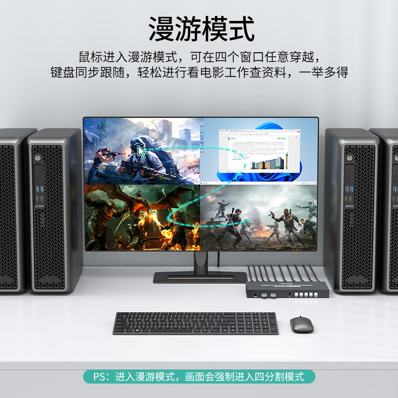 迈拓维矩(MT-viki)HDMI分割器四八画面4进1出分屏器游戏视频电脑监控4口同步拼接器大屏 【4路分屏+键鼠同步一体机】MT-SW041S