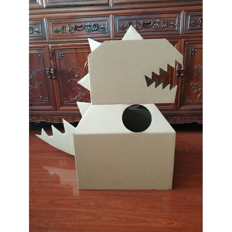 环保纸板实惠纸箱恐龙,环保纸板恐龙,可穿戴儿童幼儿园手工diy制作