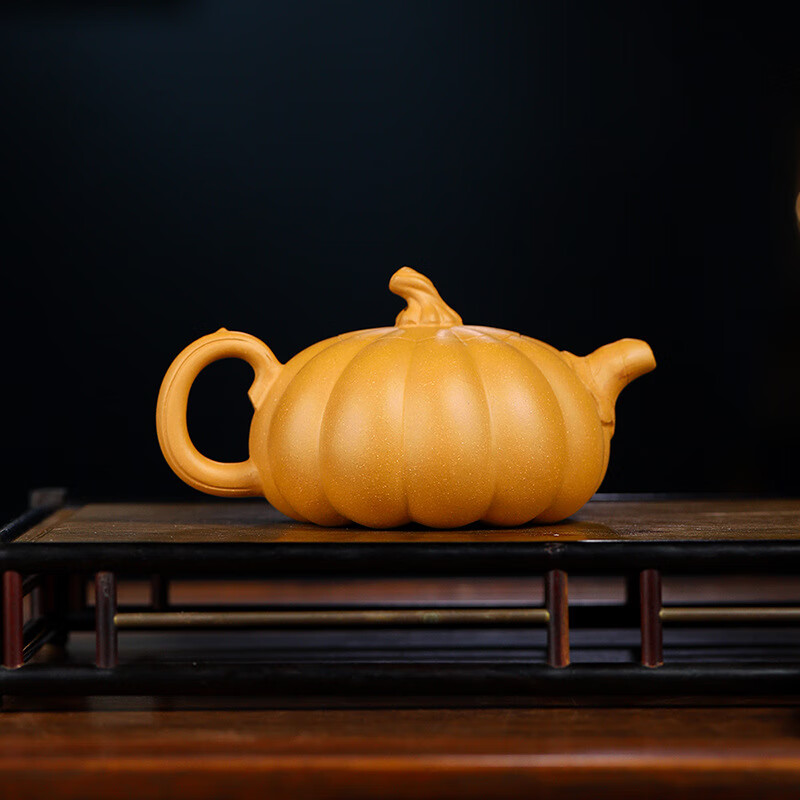 PJ工厂直发原矿黄金段泥手工南瓜壶宜兴紫砂壶茶具家用泡茶紫砂茶 壶黄金段泥