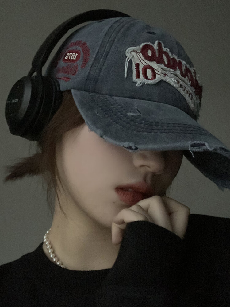 卡悠莱适合脸大的人戴的帽子女美式复古做旧棒球帽女大头围水洗破洞