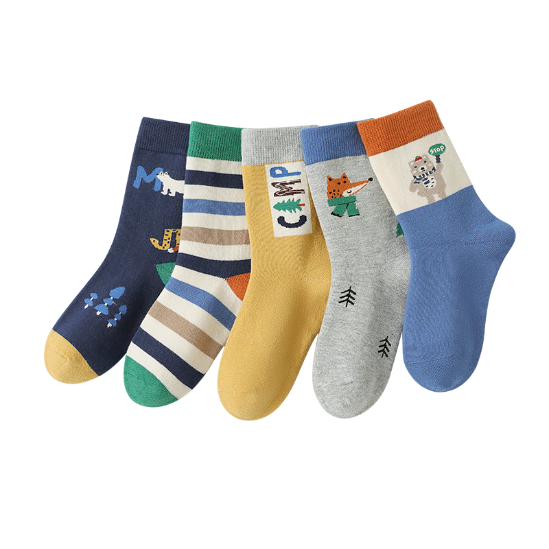 六指鼠儿童袜子春秋款精梳棉袜男童中大童小孩宝宝学生秋冬中筒长袜潮童