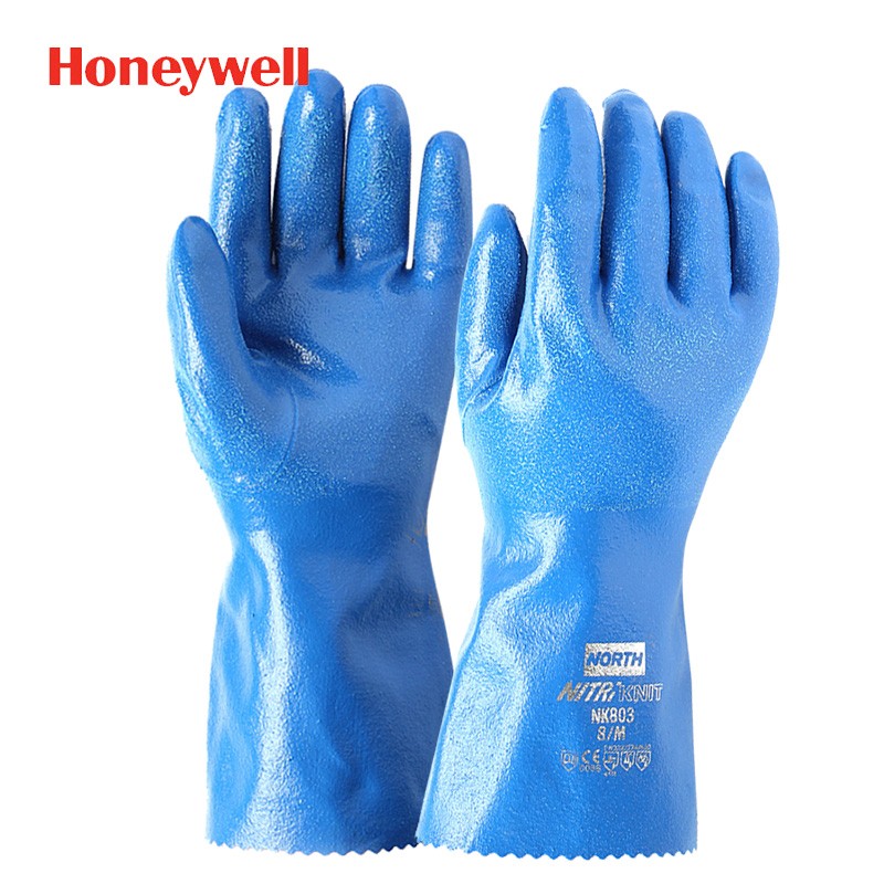 霍尼韦尔Honeywell NK803带衬丁腈防化手套全涂层实验化学农药防护手套 1副