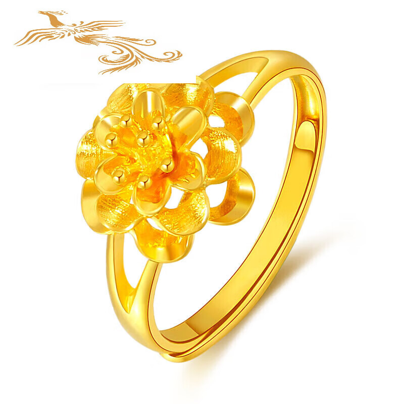艾凤祥黄金戒指女婚戒999足金活口女款花戒送女友送老婆生日礼物 金重