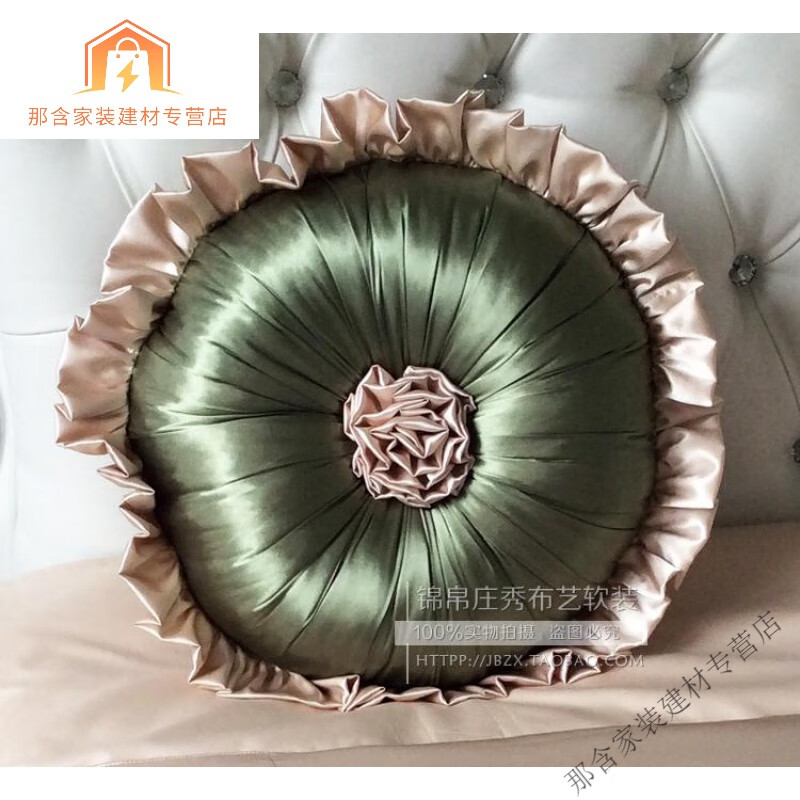 京噶欧式沙发大抱枕新古典靠垫床品装饰圆枕仿午睡含芯轻奢的 军绿色