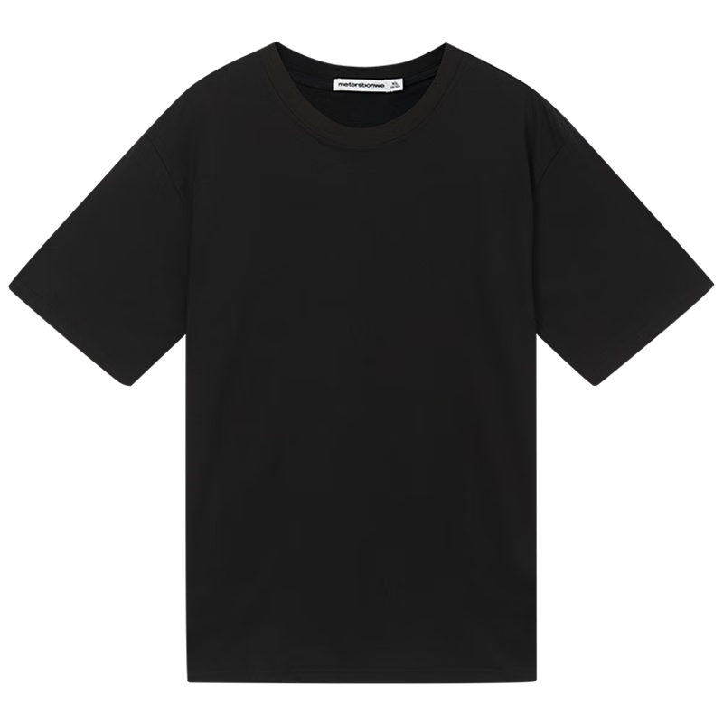 美特斯邦威T恤男女款纯棉重磅短袖新款夏季新款经典时尚纯色百搭T恤男 影黑 （重磅升级款） L (175)
