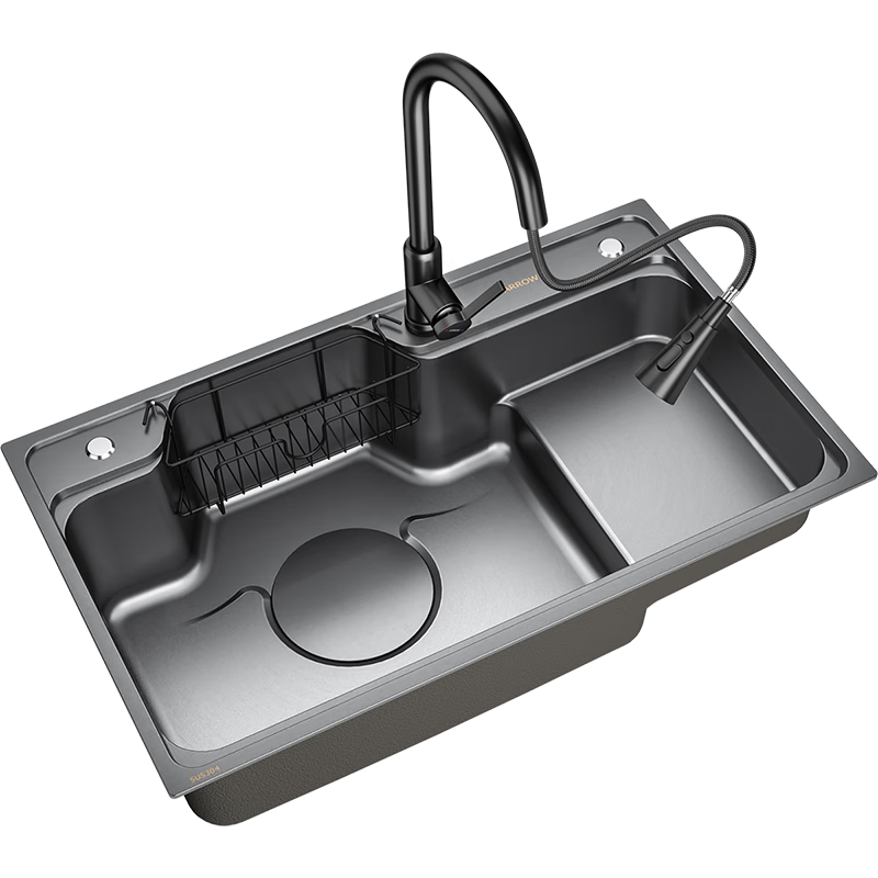 ���ƣ�ARROW�� ����ˮ�۴󵥲�304�����ϴ����ϴ�˳������־�ϴ���̨��̨���� �������ɼܡ�80*48���ݲ� ����ͷ 1199.52Ԫ(������)