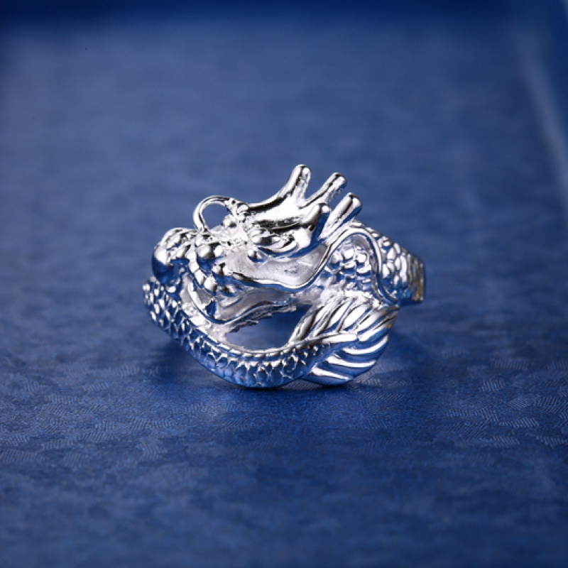 【提伯斯】s990足银龙头戒指男士霸气食指环个性单身时尚潮人足银饰品