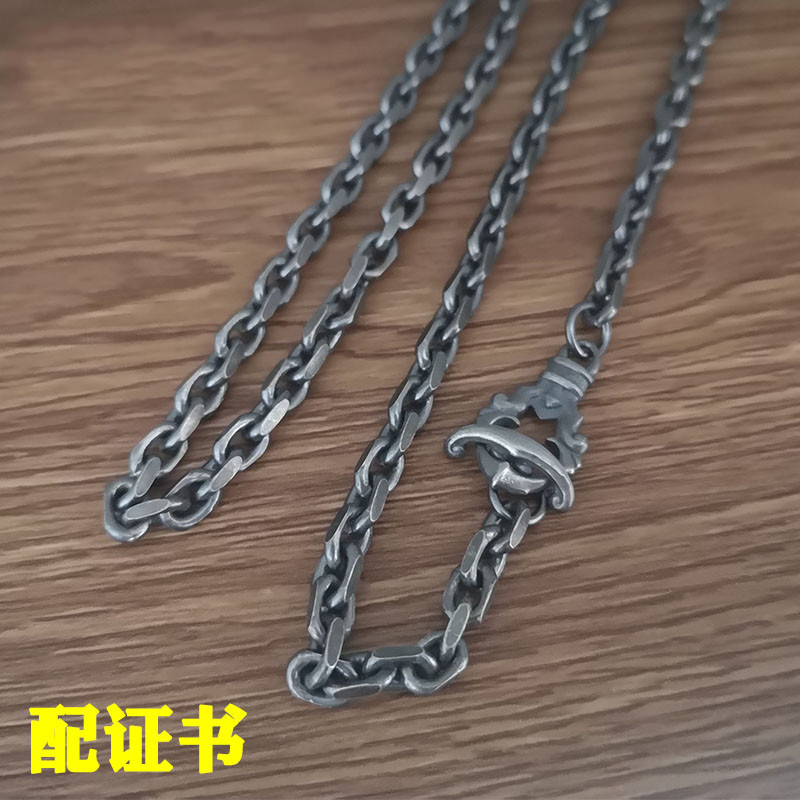 银细丸太角项链复古粗款哥特风巴洛克高桥印第安船锚毛衣链寓意礼物