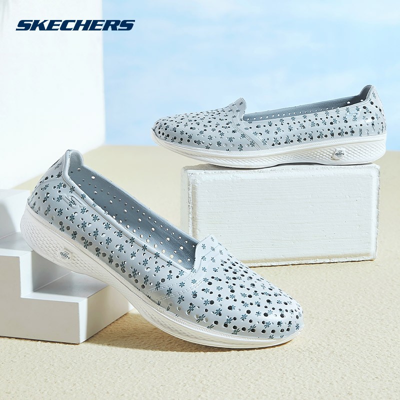 Skechers斯凯奇一脚套洞洞鞋女士休闲塑模鞋雨鞋14697 浅灰色/炭灰色/LGCC 37