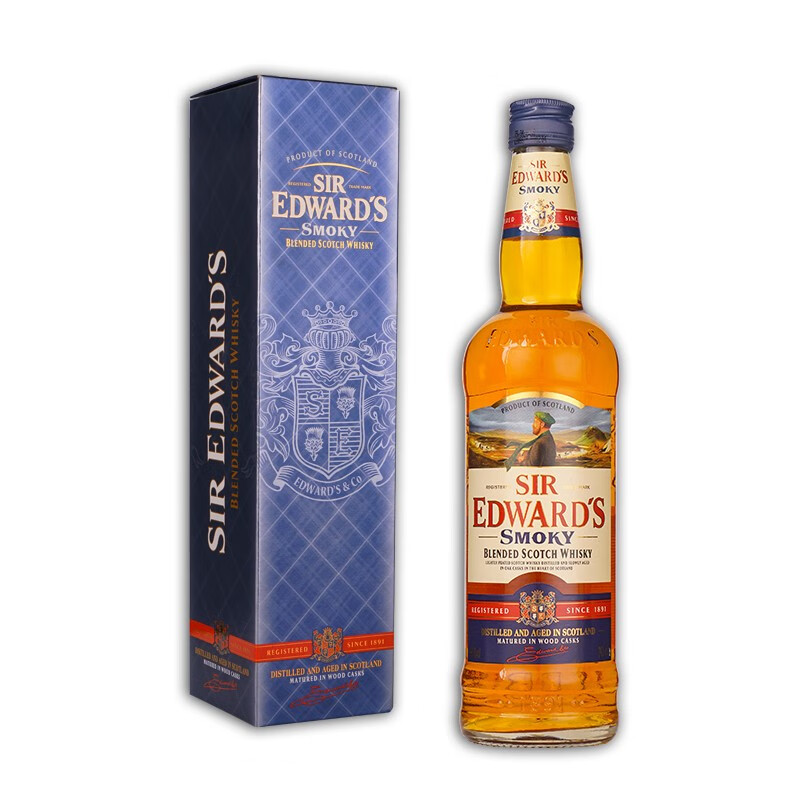爱德华爵士（Sir Edward’s）洋酒 英国原装进口 调配型 调和酒 苏格兰 威士忌 烟熏味 Smoky 700ml 裸瓶