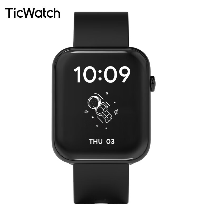 Ticwatch GTH智能手表 体温监测 血氧心率 运动健康 消息提醒 游泳防水多功能手表男女骑士黑