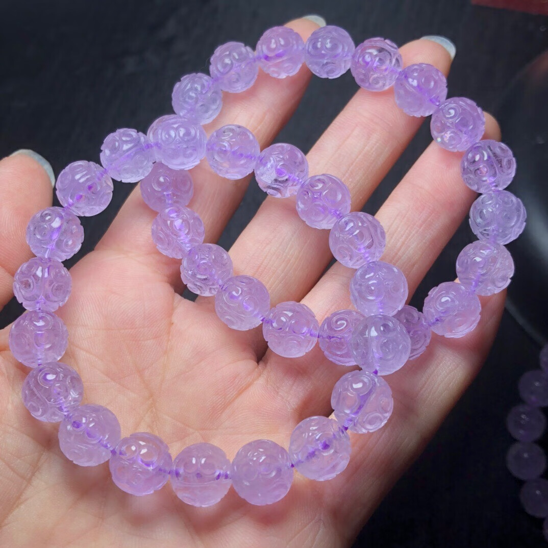 瓶凡天然薰衣草紫水晶回纹珠手链冰种浪漫紫色单圈男女紫水晶手串