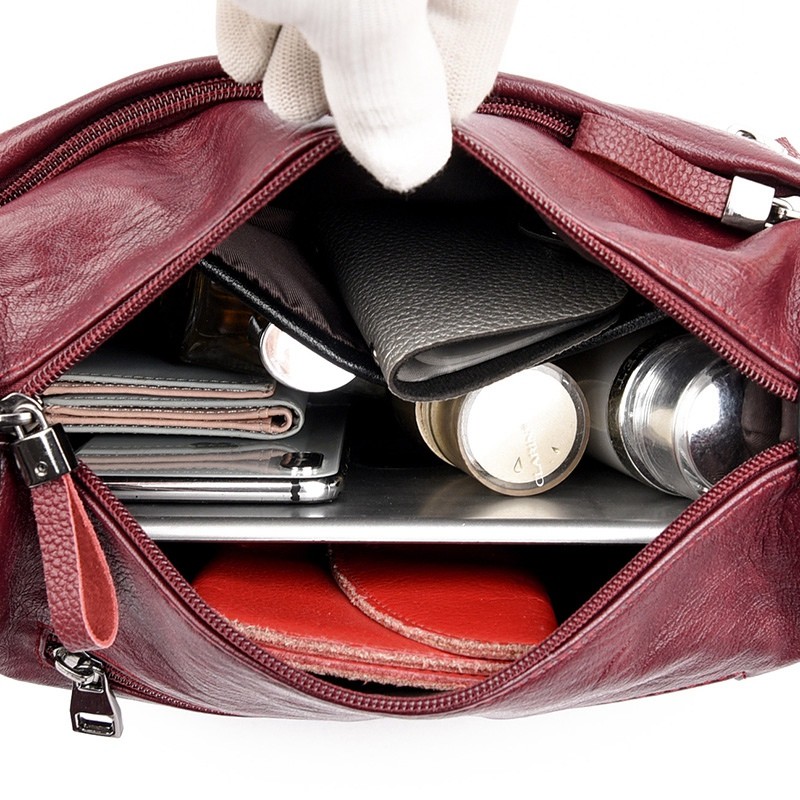 晶轼软皮包包女2025新款百搭大容量斜挎包时尚中老年妈妈包女士单肩包 黑色