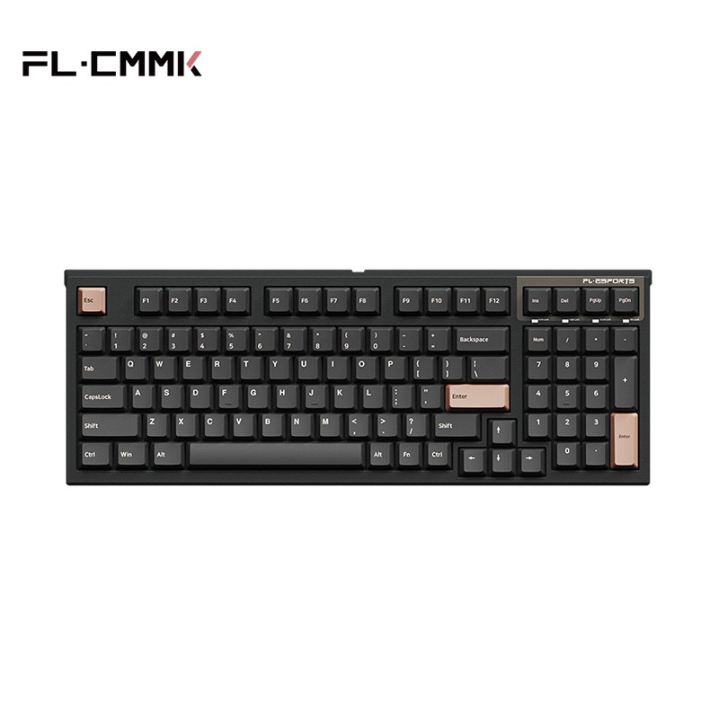腹灵FL980 98键单模 有线蓝牙2.4g三模无线键盘机械RGB热插拔电竞游戏电脑手机平板机械键盘 三模无线版-全键可换轴-黑色款 ROSA 凯华稀有轴