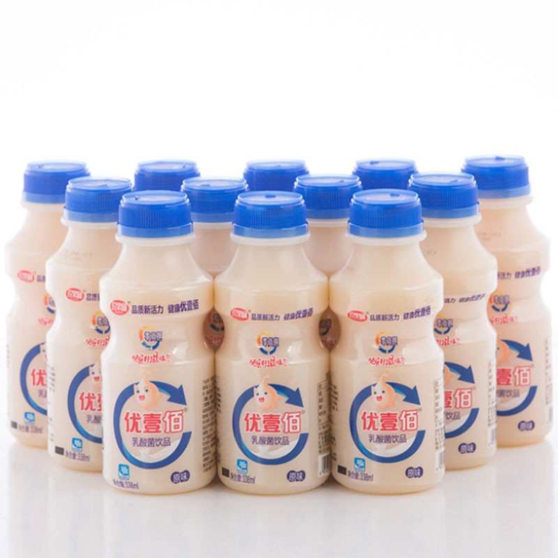 乳酸菌酸奶饮料 益生菌牛奶发酵 338ml*2瓶【草莓味+原味】