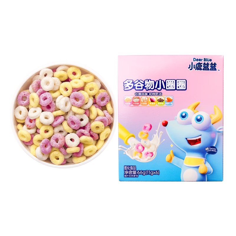 小鹿蓝蓝宝宝谷物圈 66g宝宝零食6种粗粮谷蔬儿童手指饼干零食