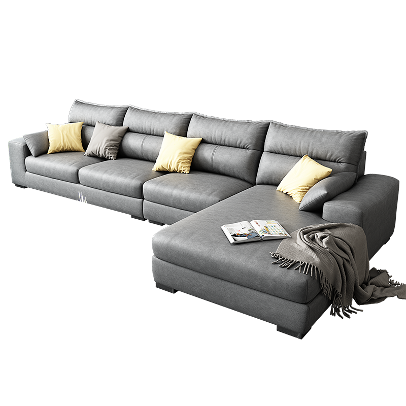 艾森雅 布艺沙发免洗科技布沙发小户型客厅转角组合 双人位+贵妃位 标准海绵版 (麻布)