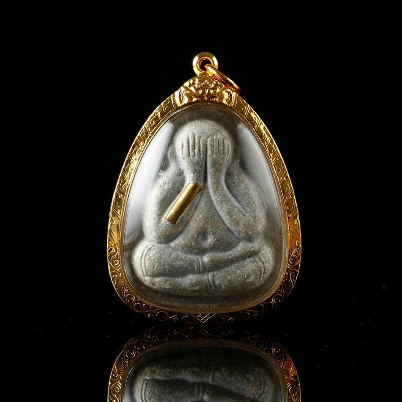 豪珠 泰国佛牌真品吊坠 龙婆坤2536香灰必打捂脸遮脸掩面佛 带鉴定卡