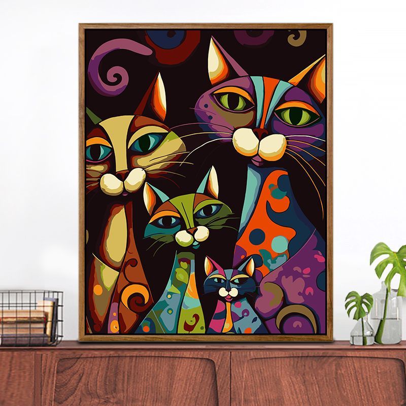 呦卿抽象毕加索的猫钻石画满钻高颜值自粘钻石绣diy手工客厅装饰挂画