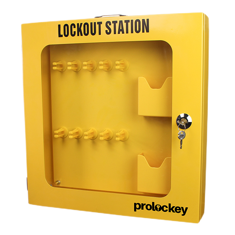prolockey钢制锁具管理站loto带门壁挂式金属挂锁箱可视化安全管理工作站 LK41-1尺寸480*500*85mm