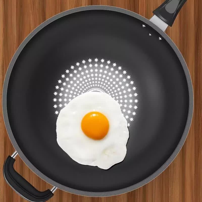 钻炒锅不粘锅炒菜锅家用平底无油烟铁锅具电磁炉燃气灶通用 30cm 【炒锅】无盖